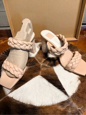 Dolce Vita Blush Braided Double-Strap Block Heel Sandals